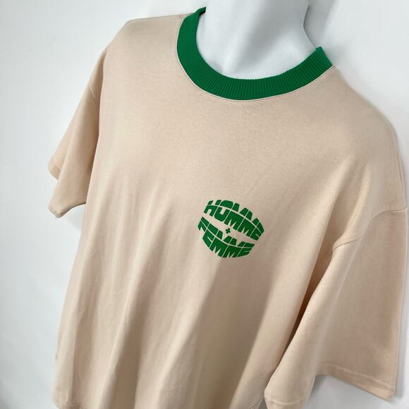 Homme + Femme NEW Core Logo Tee T-Shirt Mens Sz L Beige Green Heavy Cotton - Picture 2 of 6